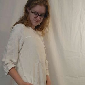 flax • white linen tunic